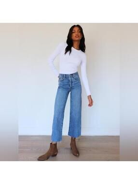 Denim Forum Farrah High Rise Wide Leg Jeans - 23